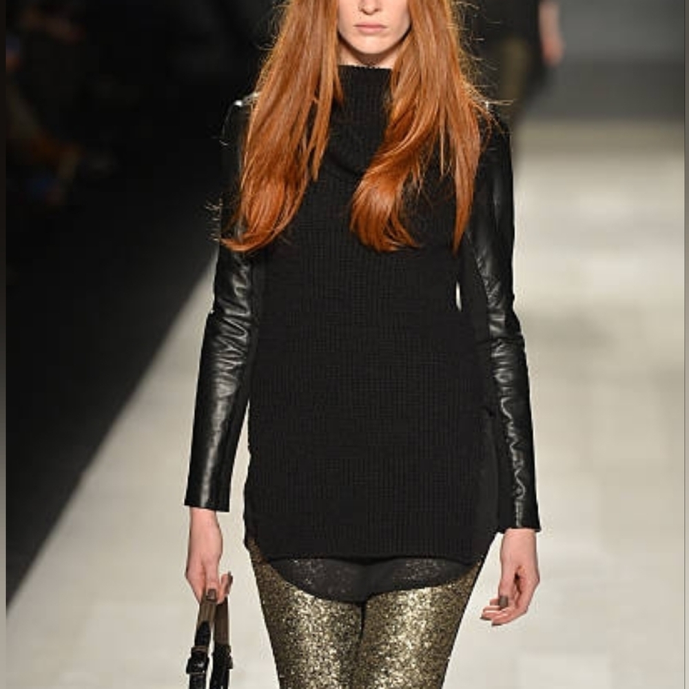 Rudsak | Rib Knit Sweater with Leather and Sheer Details - Picture 14 of 14